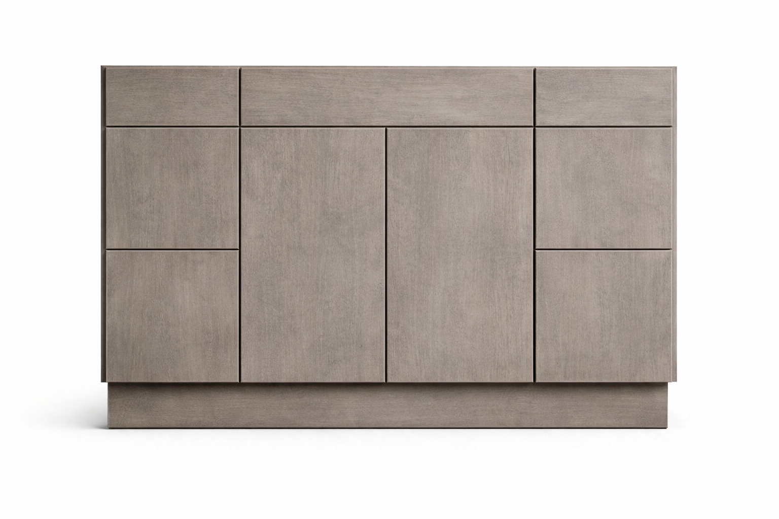 Slab Style Vanity Combination Six Drawer w/ Butt Doors in Ashen